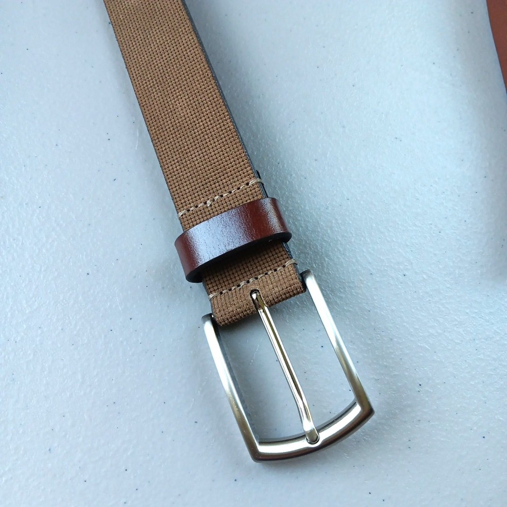Remo Tulliani Leather Belt Men's 34 Brown Textured Silver Buckle Made in Italy - Picture 2 of 8